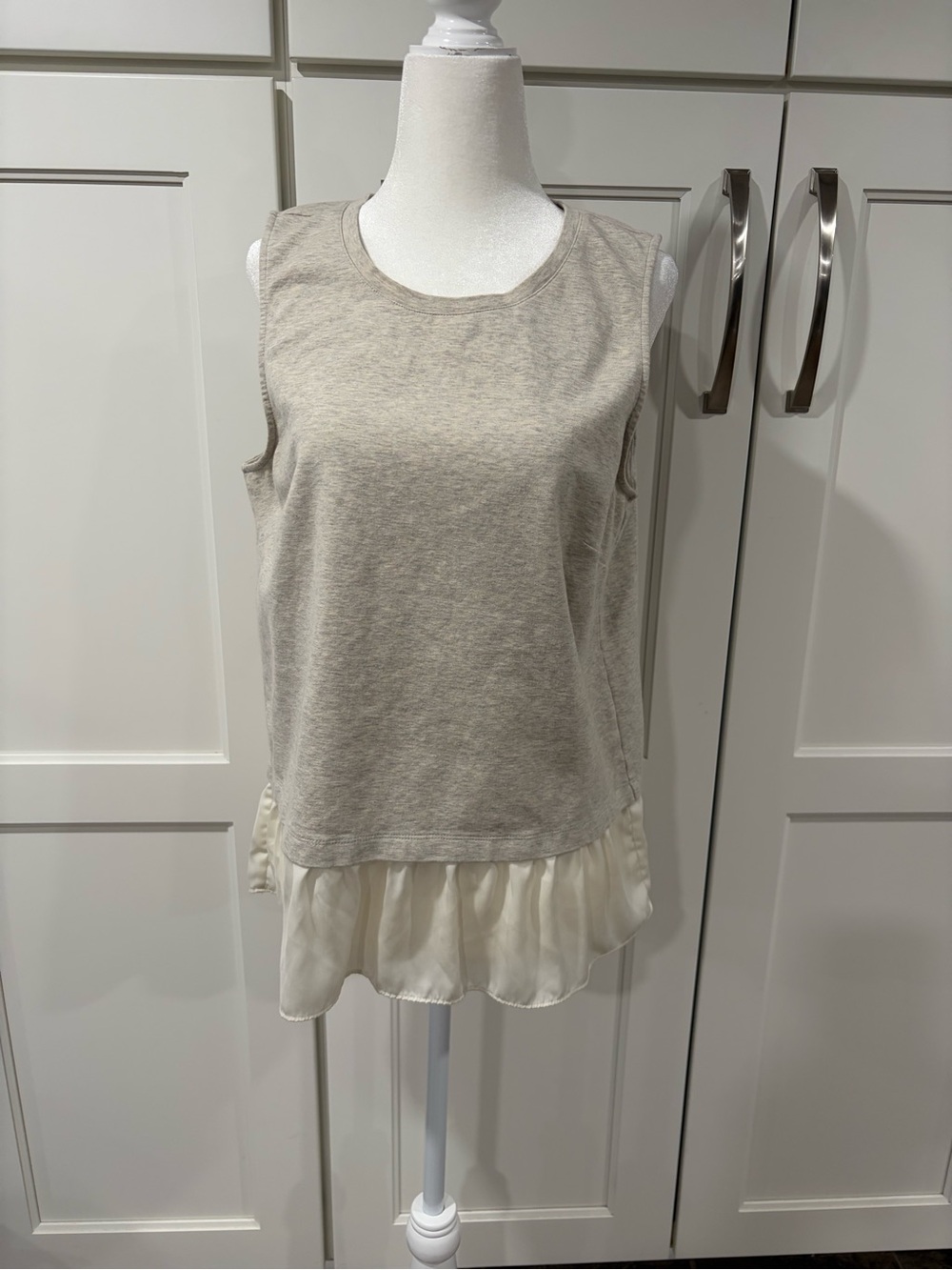 J Crew Women's Sleeveless Layered Hem Top - Cream